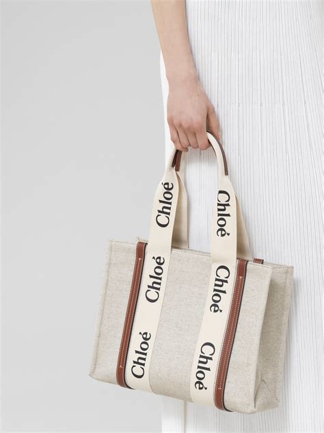 chloe medium woody canvas tote.